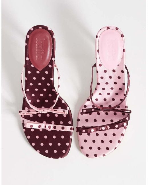 Kaiia Pink Exclusive Contrast Bow Detail Kitten Heels