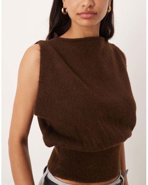 ASOS Brown Knitted Tank Top With Cinched Waist