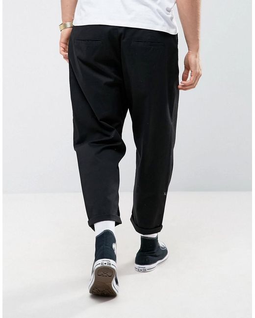 ASOS Cotton Asos Oversized Tapered Chino In Black for Men Lyst