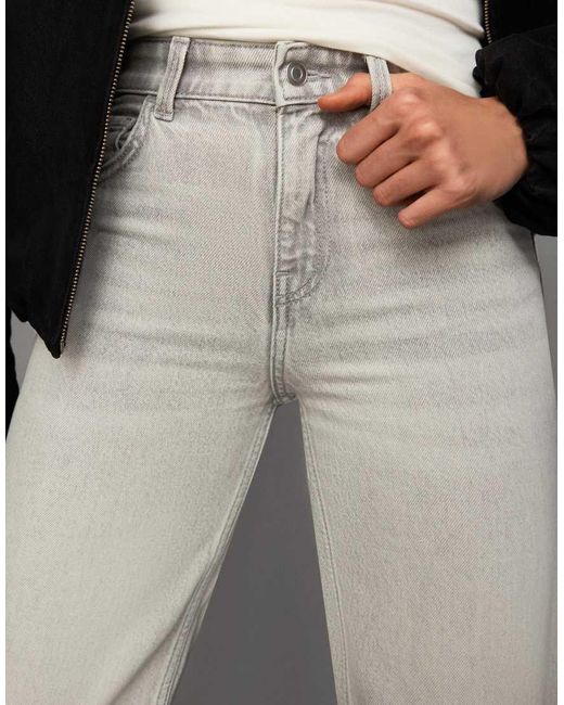 Bershka Gray Straight Wide-leg Jeans