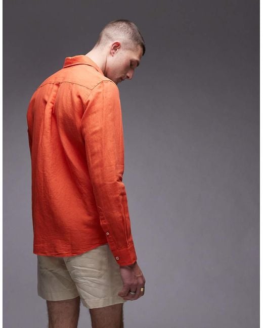 Camicia A Maniche Lunghe di Mango in Red da Uomo