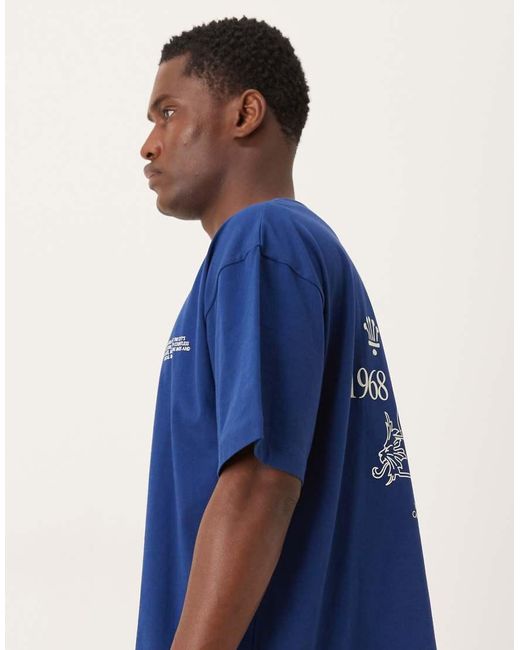 ASOS Blue Oversized T-shirt With Text And Crest Graphic for men