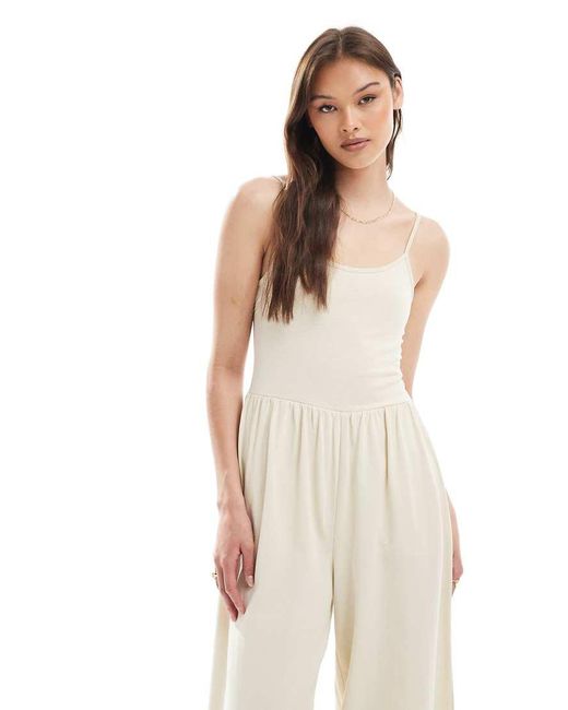 ASOS White Cami Wide Leg Jumpsuit With Pockets