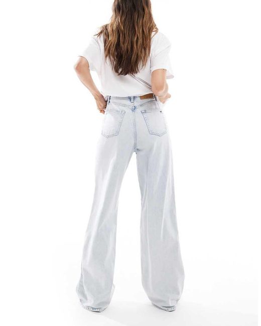 Vaqueros Azul Ultraclaro De Pernera Ancha Y Talle Alto Charlie De Tommy Hilfiger de color White