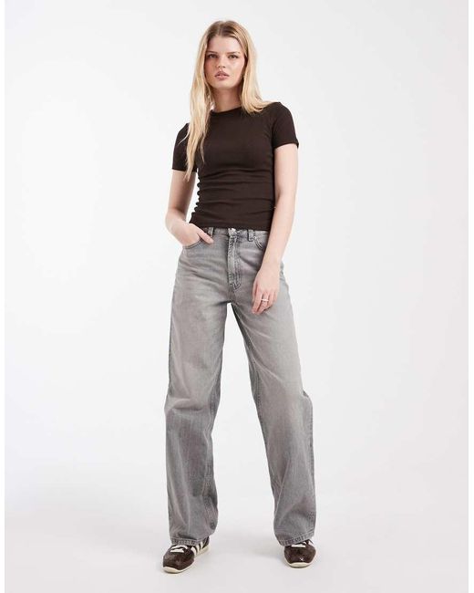 ONLY Brown Fitted Rib Knit Top
