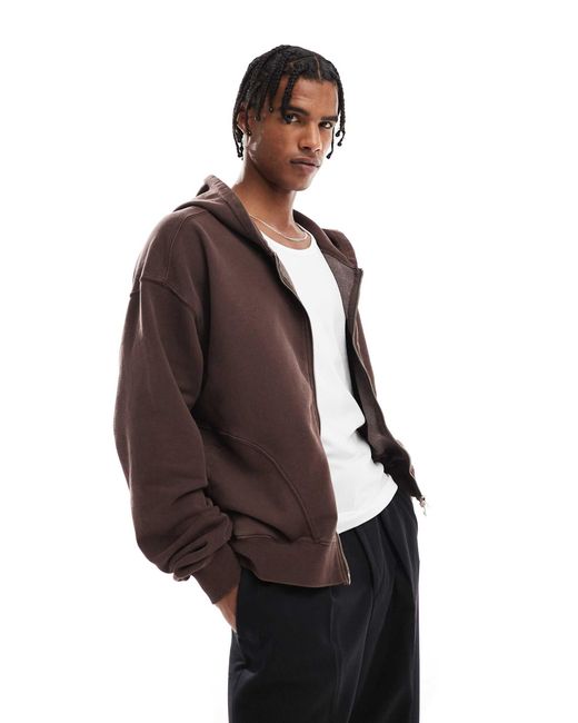 Cotton On Brown Cotton On Cropped Zip Up Hoodie for men