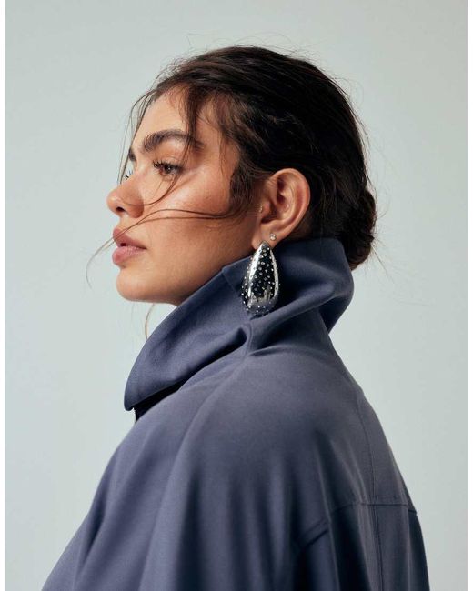 ASOS Blue Asos Design Curve Tailored Funnel Neck Jacket