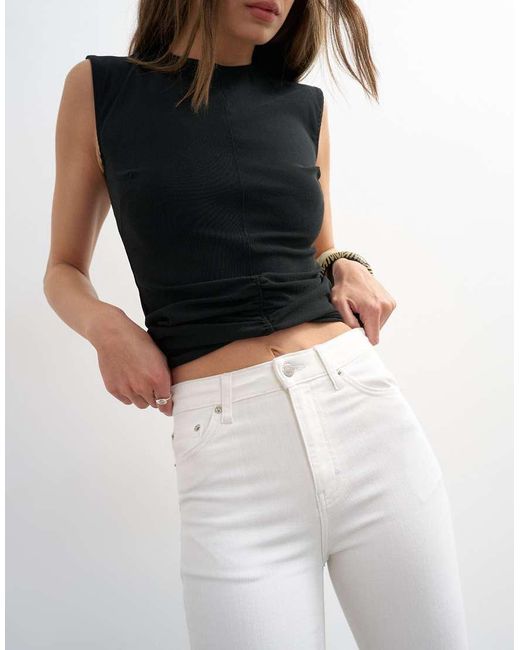 TOPSHOP White Jamie Flare High Rise Jeans