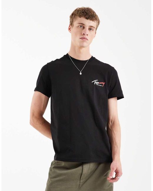 Tommy Hilfiger Black Chest Logo Slim Fit T-Shirt for men