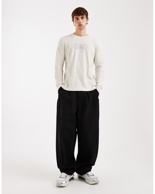 Hollister White Long Sleeve Thermal Graphic Top for men