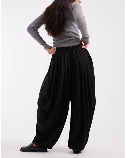 ASOS Black Pleated Barrel Leg Trousers