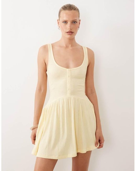 ASOS Natural Crinkle Button Through Mini Dress