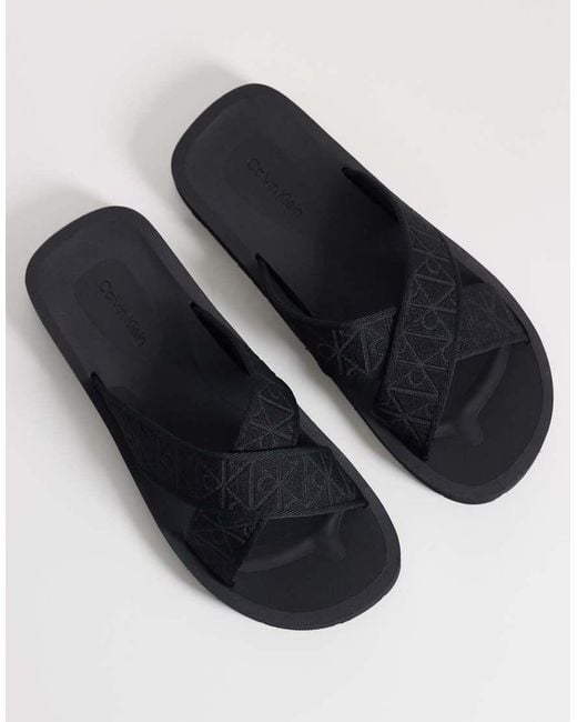 Calvin Klein Blue Essential Cross Sandals for men