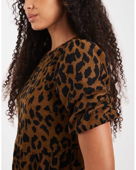 Threadbare Natural Cord Short Sleeve Mini Dress