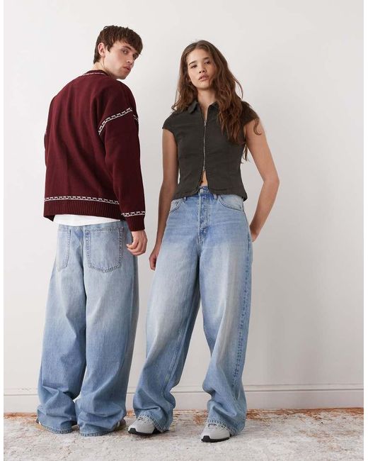 Weekday Blue Astro Low Rise Baggy Fit Jeans