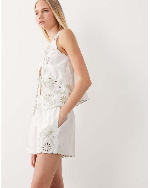 Accessorize Natural Floral Cut Out Beach Shorts