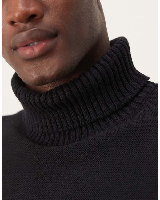 SELECTED Black Roll Neck Knit Jumper for men