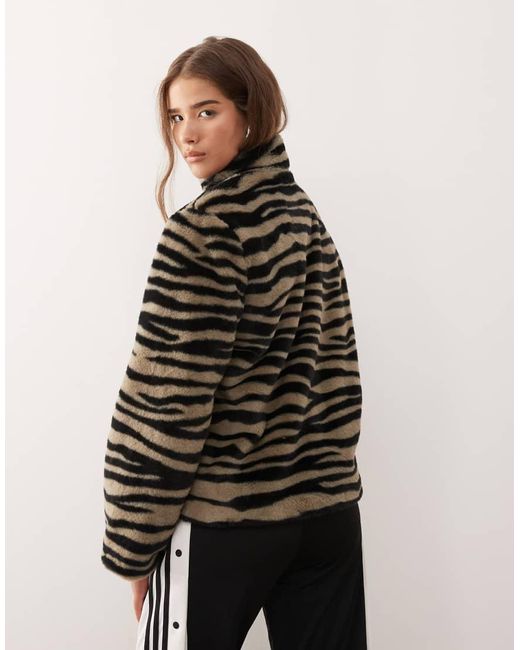 Noisy May Black Funnel Neck Faux Fur Jacket