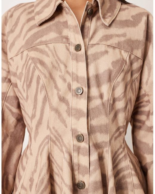 ARRANGE Natural Seamed Mini Shirt Dress With Full Skirt