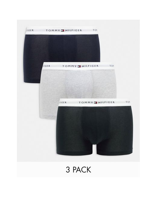 Tommy Hilfiger White Signature Cotton Essentials 3 Pack Trunks for men