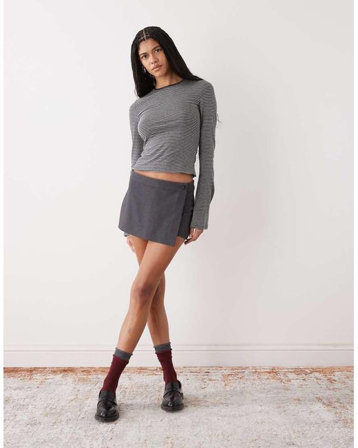 Weekday Gray Slim Long Sleeve Top