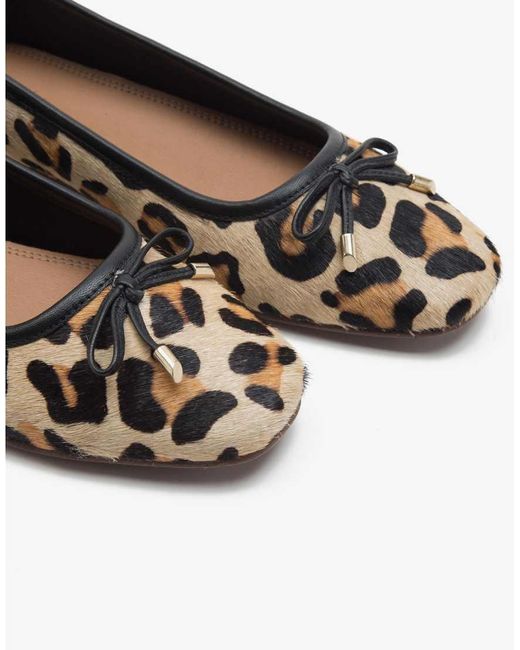 OFF THE HOOK Leren Ballerina's Met Luipaardprint in het Brown