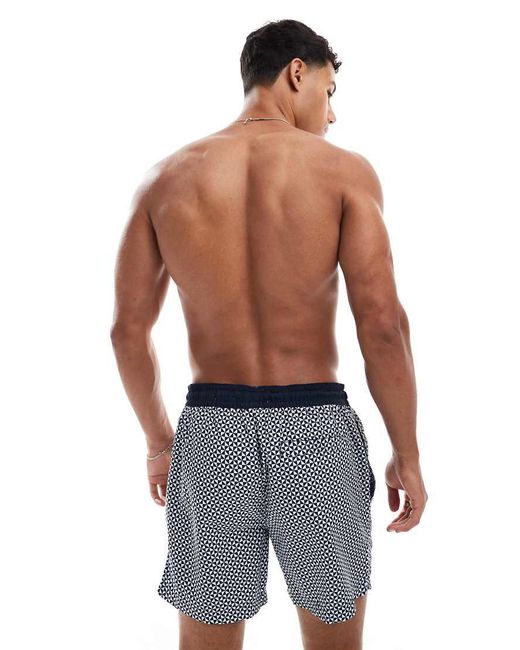 Threadbare Blue 2 Pack Geometric Print Swim Shorts for men