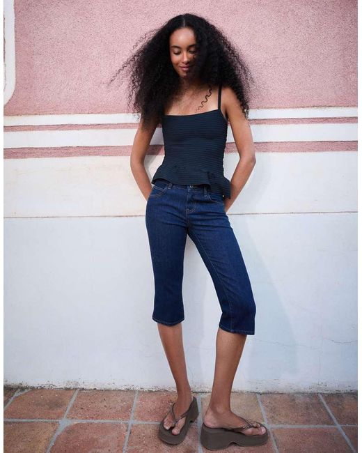 Bershka Blue Knit Peplum Top