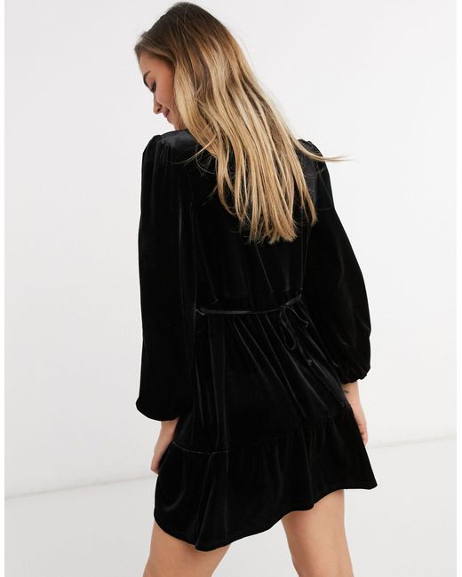 black velvet long sleeve mini dress