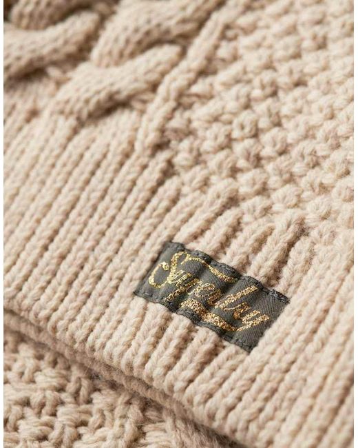 Superdry Natural Aran Cable Knit Polo Jumper