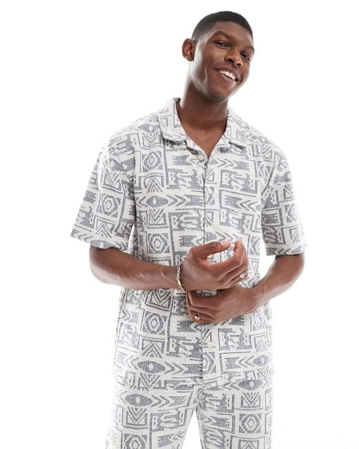 Threadbare – texturiertes, kurzärmliges hemd in White für Herren