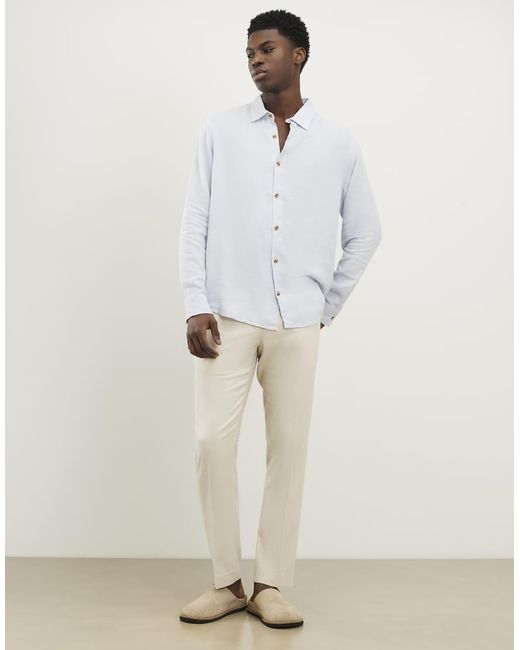 River Island White Regular Fit Linen Blend Shirt for men