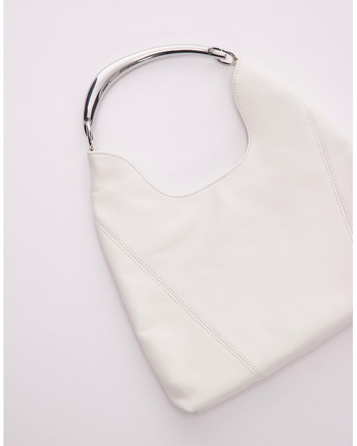 Sac porté épaule en cuir avec poignée à détail métallique - cassé Mango en coloris Brown