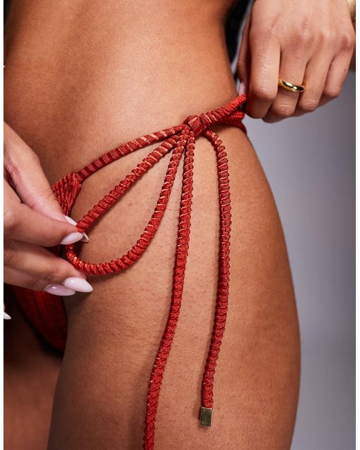 South Beach Red – seitlich gebundene bikinihose
