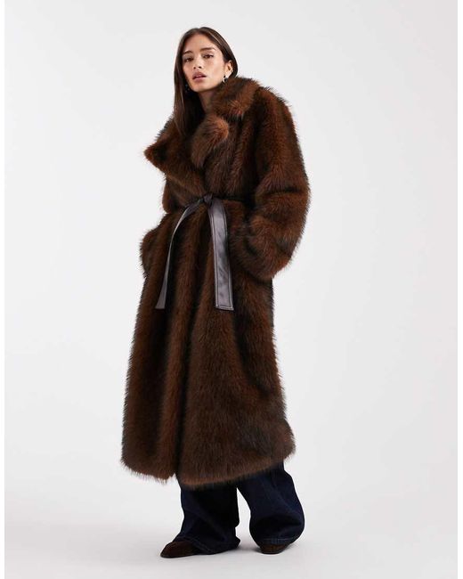 ASOS Jack Van Imitatiebont Met Lange Pasvorm En Riem in het Brown