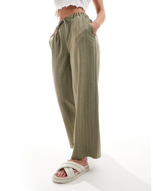 Asos design petite - pantalon habillé rayé à enfiler - olive ASOS en coloris Multicolor