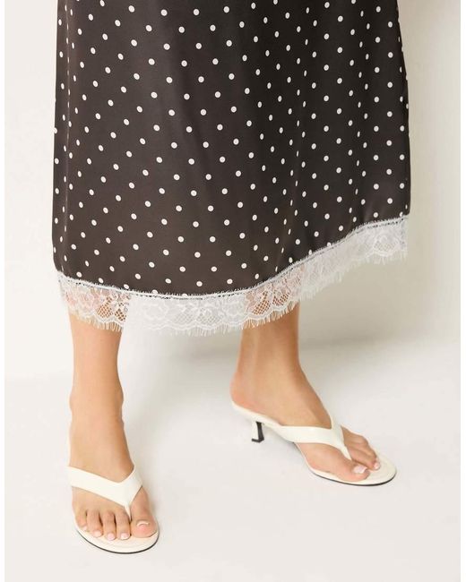 Long Tall Sally Natural Polka Dot Lace Maxi Skirt