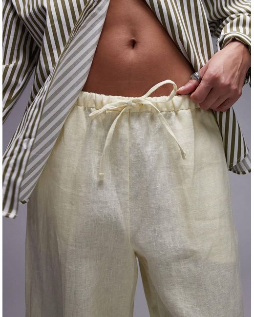 Mango Gray Pull On Linen Trouser