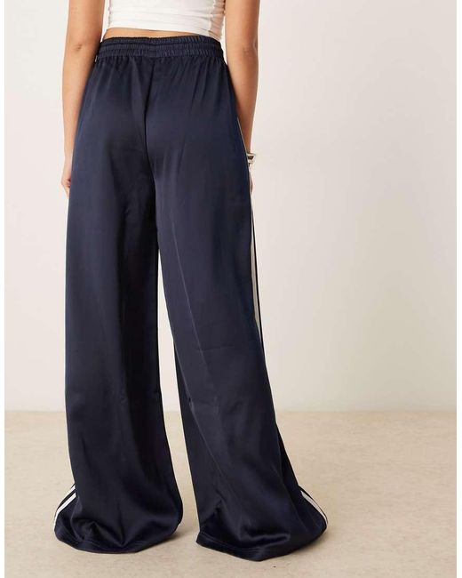 Adidas Originals Blue Wide Leg Satin Joggers