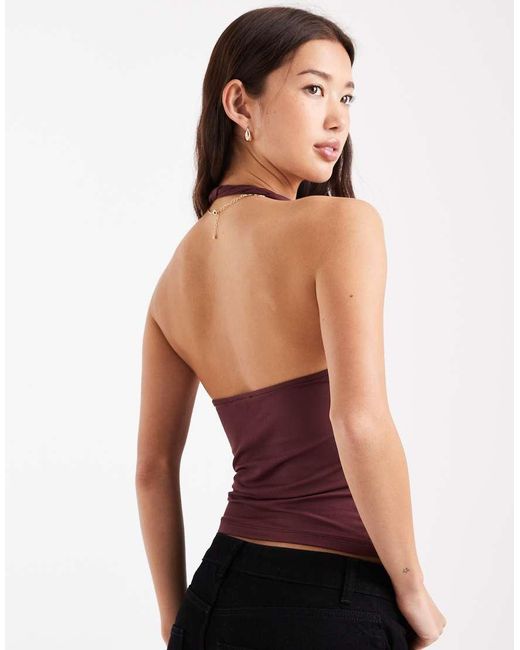 ASOS Purple Twist Strap Halter Top
