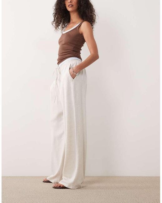 ASOS Natural Linen Blend Pull On Trouser