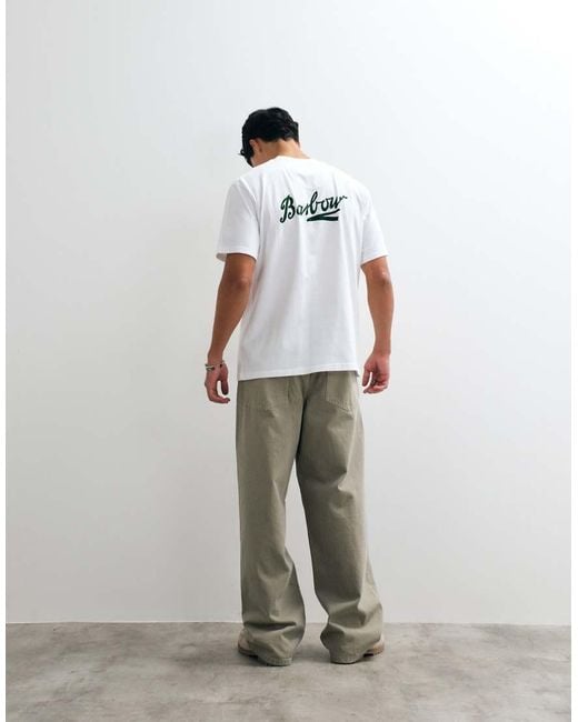 Barbour Blue Bowery Short Sleeve Oversized Graphic Logo T-shirt With Back Print for men