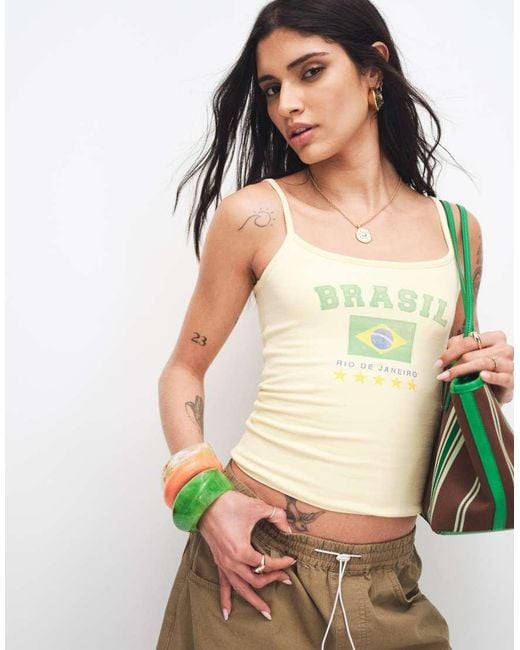 Hollister Yellow Football Style Brazil Cami Top