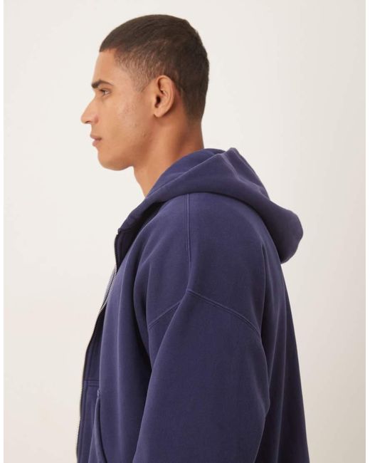 Abercrombie & Fitch Blue Cropped Zip Hoodie for men