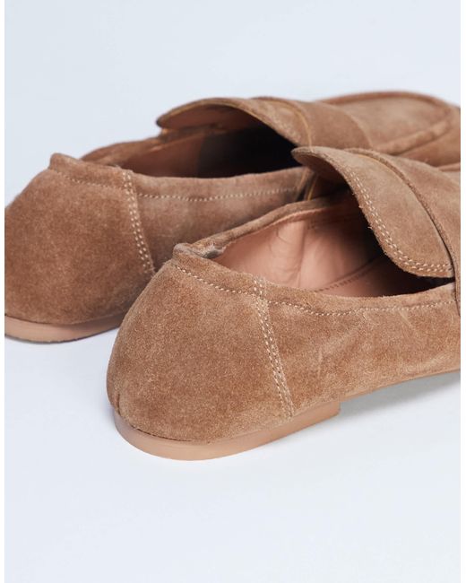 TOPSHOP White Brooks Ruched Back Real Suede Leather Loafer