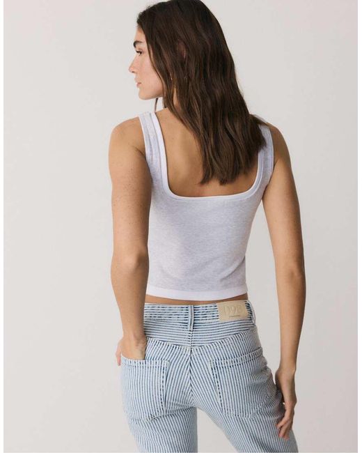 Stradivarius Gray Two-piece Effect Square Neckline Top