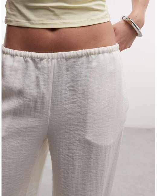 Weekday White Pull On Wide Leg Crinkle Trousers