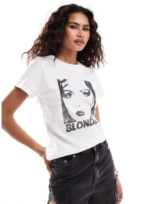 Daisy Street White Blondie Graphic Shrunken Fit T-shirt