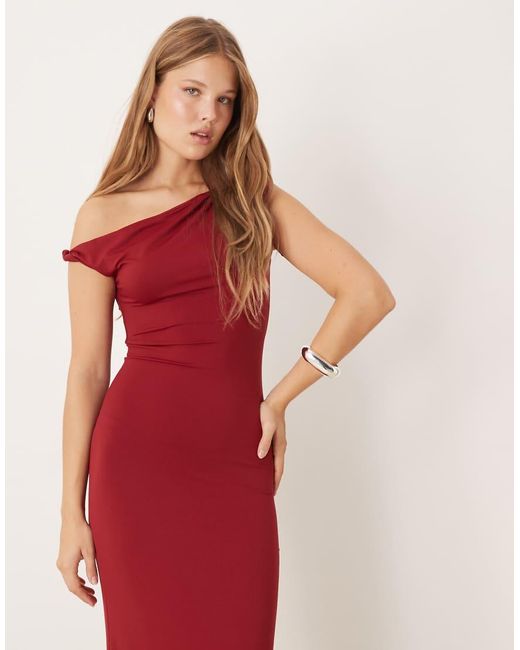 Gina Tricot Red Soft Twist Asymmetric Maxi Dress