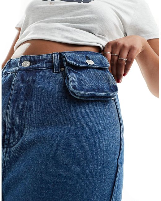 In The Style Blue Denim Cargo Pocket Belt Detail Jeans